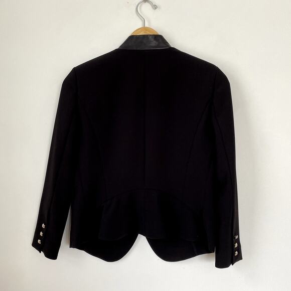Rebecca Taylor Lamb Leather Trim Blazer Jacket Black Size 4 - Picture 5 of 6